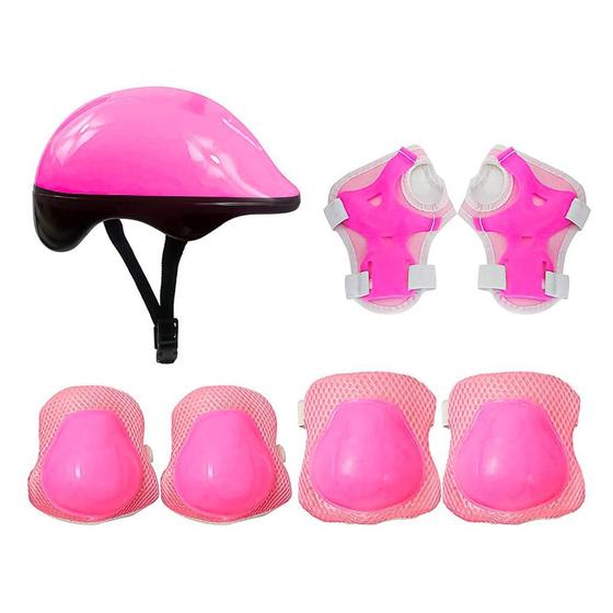 Imagem de Kit Proteção Infantil Patins Skate Bicicleta Rollers Rosa - Dm Toys