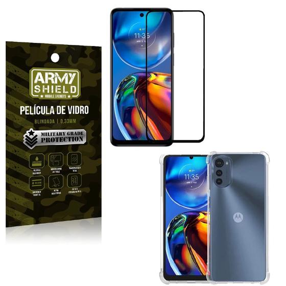 Imagem de Kit Proteção Total Moto E32 com Capa e Película 3D Armyshield