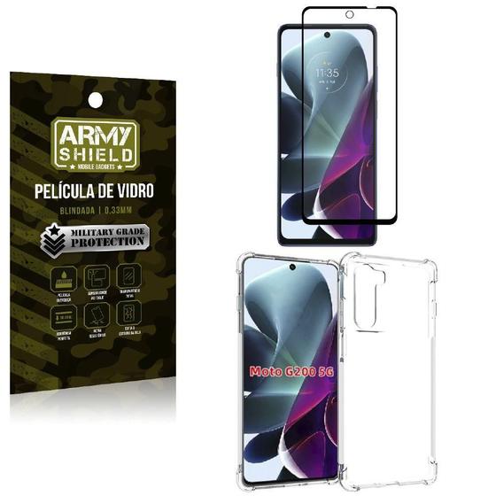 Imagem de Kit Proteção Total Moto G200 5G Com Capa E Película 3D
