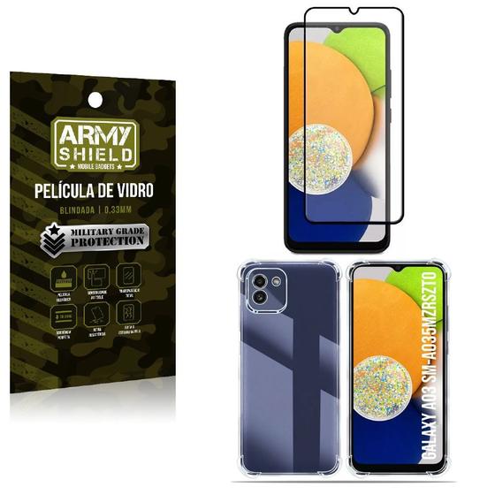 Imagem de Kit Proteção Total Samsung A03 com Capa e Película 3D Armyshield