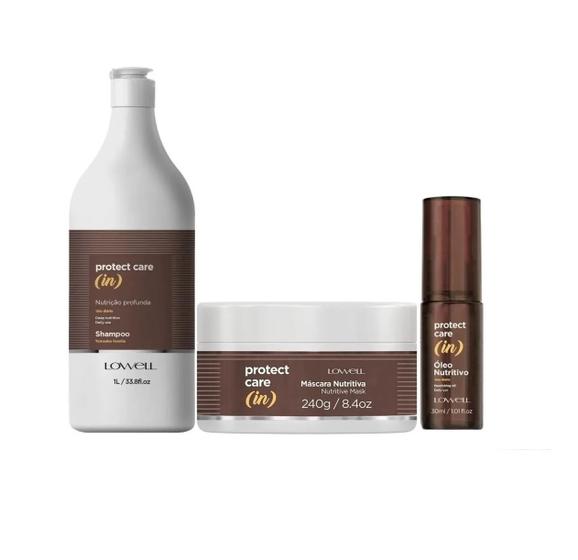 Imagem de Kit Protect Care In Nutrição Profunda Shampoo 1 Litro + Máscara  240g + Óleo 30ml Lowell