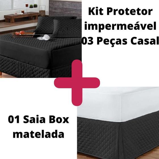 Imagem de Kit Protetor Colchão Casal + 2 Capa Travesseiro Impermeável