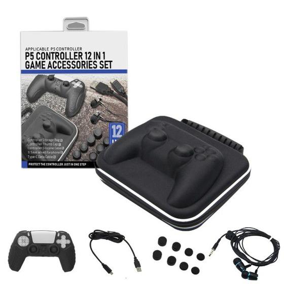 Imagem de Kit Protetor Controle Compatível Com PlayStation 5 Fone Cabo Estojo Botões