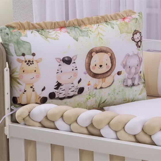Kit Protetor de Berço Americano Safari Animais 10 Peças Menor preço em Kit Protetor de Berço Americano Safari Animais 10 Peças