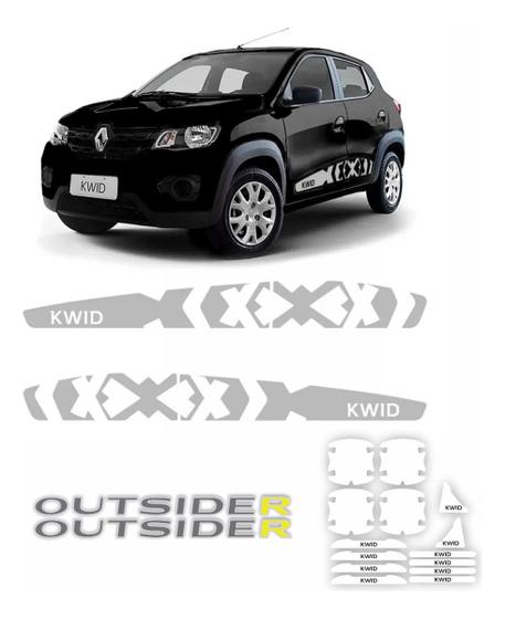 Imagem de Kit Protetor De Maçaneta + Faixa Lateral Kwid Outsider Cinza