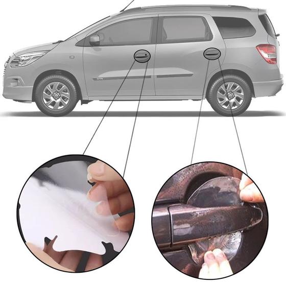 Imagem de Kit Protetor de Maçaneta Película Adesivo Incolor Original Chevrolet Spin 2012 13 14 15 16 17 18 19 4 Peças Protege contra Riscos de Unhas