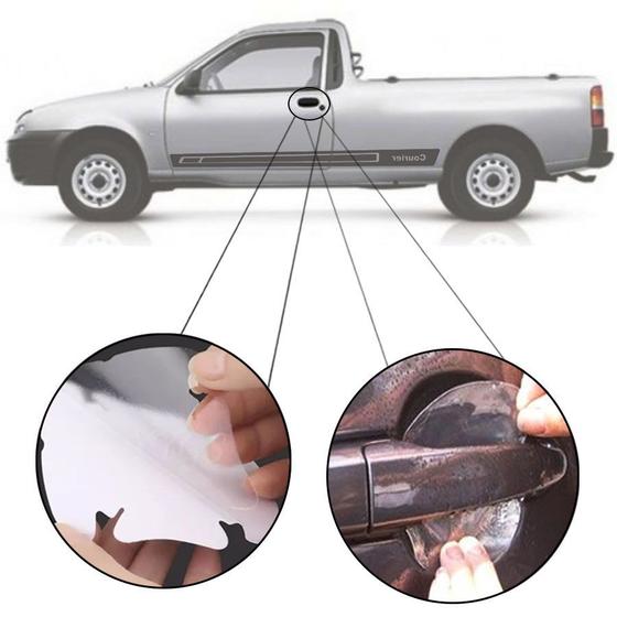 Imagem de Kit Protetor de Maçaneta Película Adesivo Incolor Original Ford Courier 1998 99 00 01 02 03 04 05 06 07 08 09 10 11 12 13 4 Peças Protege contra Risco