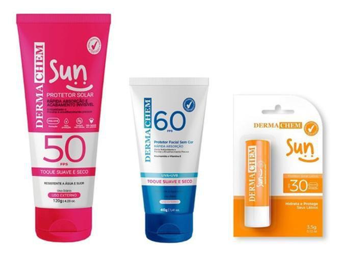 Imagem de Kit Protetor Solar 50Fps + Facial 60 + Labial 30 Praia Verao