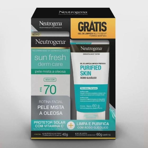 Imagem de Kit protetor solar corporal neutrogena facial fps70 40g + gel de limpeza purified sing 60g