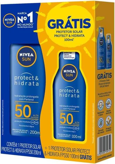 Imagem de Kit Protetor Solar Corporal Nivea Protect e Hidrata 200 ML + 100 ML FPS 50 - Nivea Sun