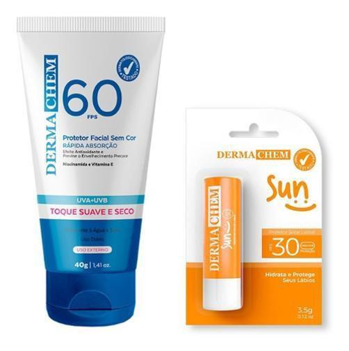 Imagem de Kit Protetor Solar Facial 60 + Labial 30 Fps Praia Verão Sol