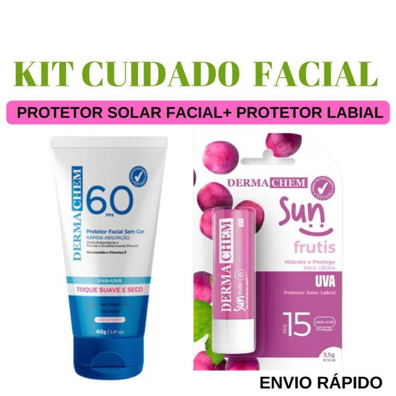 Imagem de Kit Protetor Solar Facial e Labial Dermachem