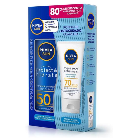 Imagem de Kit Protetor Solar Nivea FPS50 200ml + Antissinais FPS70 40ml
