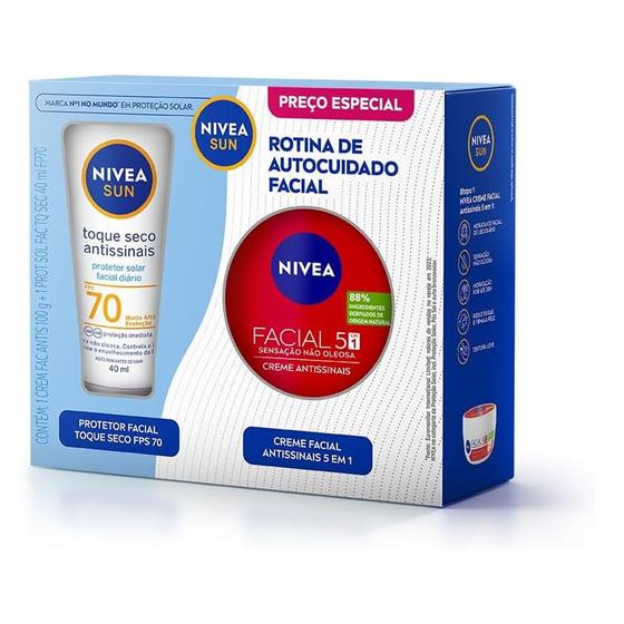 Imagem de Kit Protetor Solar Nivea Fps70 40ml + Creme Facial Nivea 100g