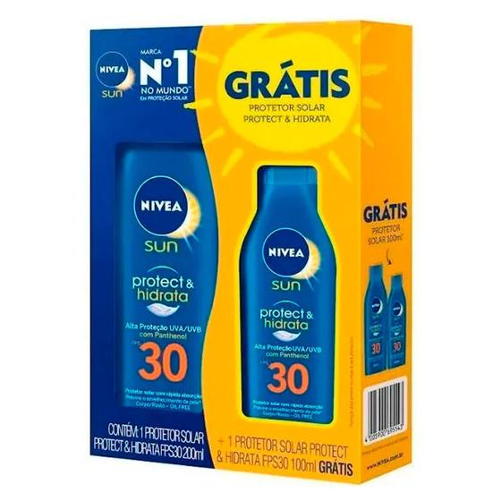 Kit Protetor Solar Nivea Sun Protect & Hidrata FPS 30 Loção 200ml e Ganhe Protetor 100ml Menor preço em Kit Protetor Solar Nivea Sun Protect & Hidrata FPS 30 Loção 200ml e Ganhe Protetor 100ml