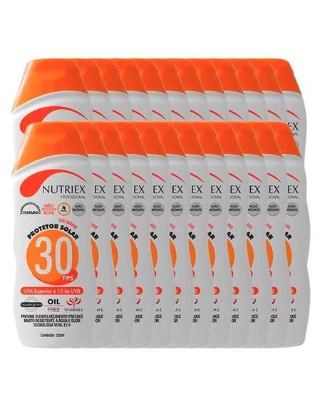 Kit Protetor Solar Nutriex UV FPS 30 Bisnaga 120g com 24 Unidades Menor preço em Kit Protetor Solar Nutriex UV FPS 30 Bisnaga 120g com 24 Unidades
