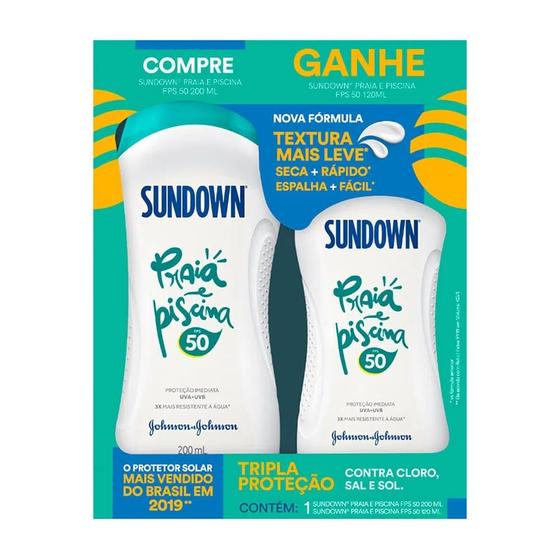 Kit Protetor Solar Sundown FPS50 200ml + FPS50 120ml Imagem de Kit Protetor Solar Sundown FPS50 200ml + FPS50 120ml