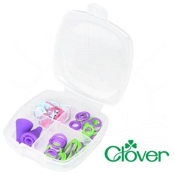 Imagem de Kit Protetores de Ponta e Marcadores de Ponto para Tricô Clover - 52 peças