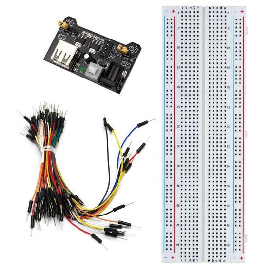 Imagem de Kit Protoboard 830 Pontos + Regulador Tensão + 65 Jumpers