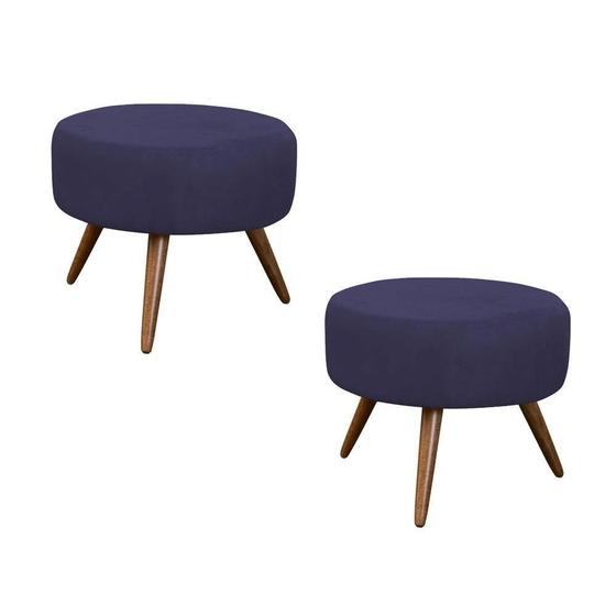 Imagem de Kit puff helena suede azul marinho - tf decor