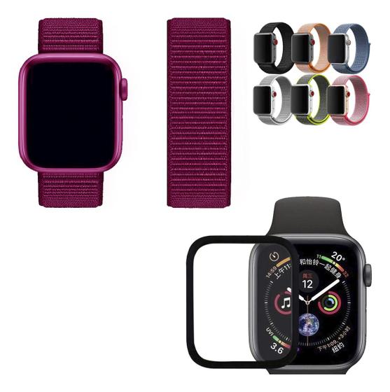 Imagem de Kit Pulseira Nylon+ Película Compatível Com Apple Watch  1,2,3,4,5,6,7,8