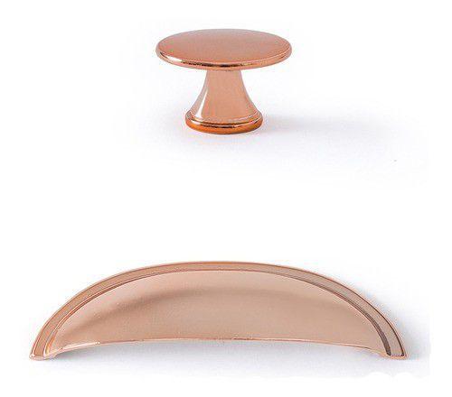 Imagem de Kit Puxador Dourado Puxador Concha PZ 1020 E Ponto PZ 1004 Kit Com 18 Peças 