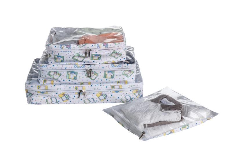 Imagem de Kit PVC Organizador Mala/Maternidade: 3 Necessaires + Saquinho, Durável e Fácil de Limpar
