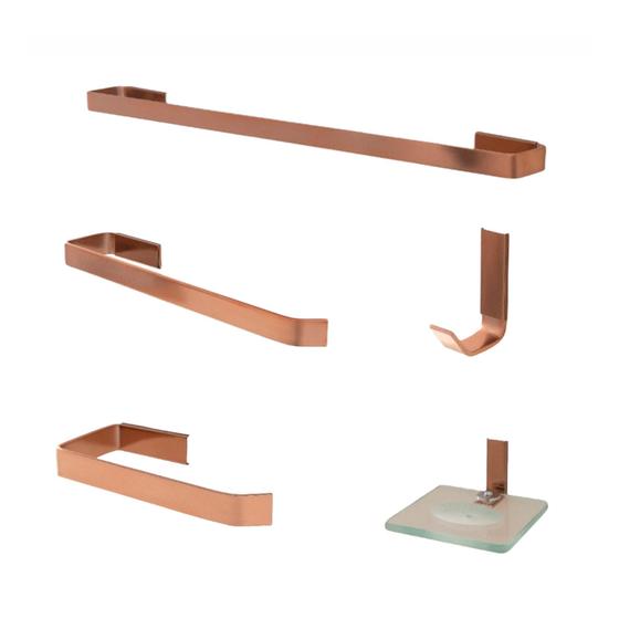 Kit Quadrado Rose Gold Para Banheiro 05 Peças Luxo Menor preço em Kit Quadrado Rose Gold Para Banheiro 05 Peças Luxo