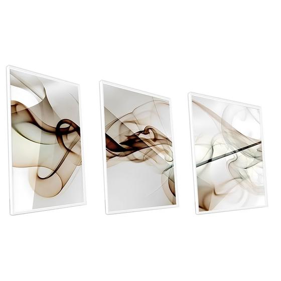 Imagem de Kit Quadro Abstrato Marrom Vinil Com Vidro