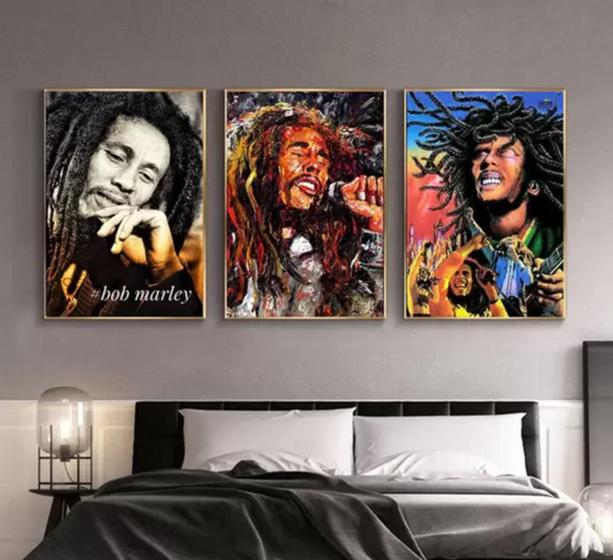 Imagem de kit Quadro Decorativo 3 Peças 60x 40 Bob Marley