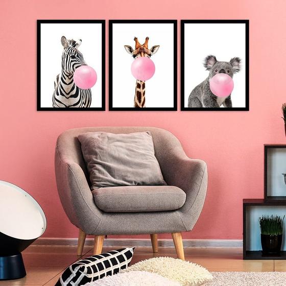 Imagem de Kit Quadro Decorativo Animals Buble Gum