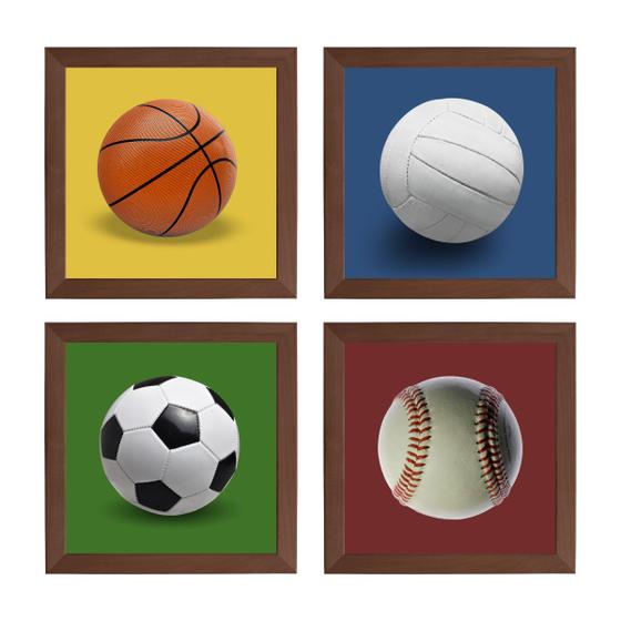 Imagem de Kit Quadro Decorativo Esporte Bola Futebol Volei Basquete