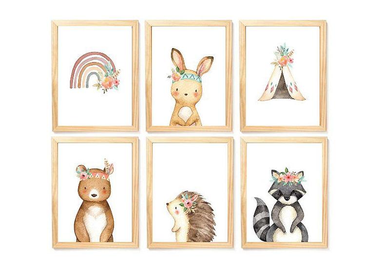 Imagem de Kit quadro decorativo infantil safari  quarto criança enxoval delicado bebê menina