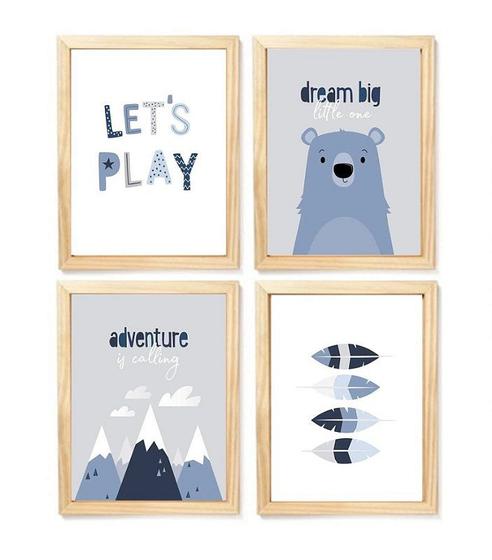 Imagem de Kit quadro decorativo infantil urso escandinavo quarto criança  bebê enxoval