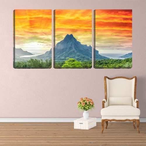 Imagem de Kit Quadro Decorativo Montanha Natureza  45x96