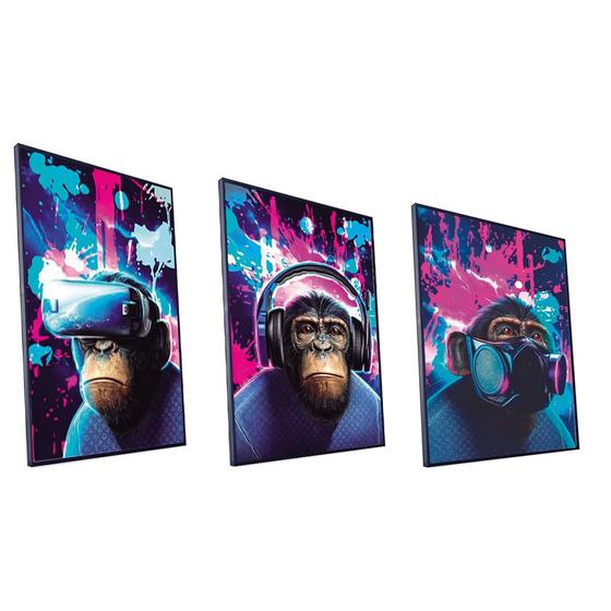 Imagem de Kit Quadro Macacos do Futuro Vinil Com Vidro