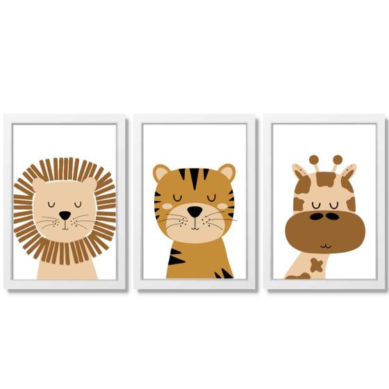 Imagem de Kit Quadro Quarto Bebê Infantil Menino Safari Floresta 33x43