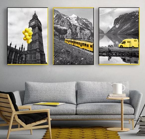 Imagem de kit quadros amarelo Paisagens "