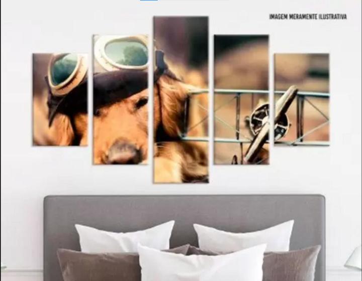 Imagem de Kit Quadros Decoração 5 pçs cão aviador "