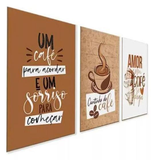 Imagem de Kit Quadros Decoração 5 pçs Kit Frase Cantinho Do Café Cozinha"