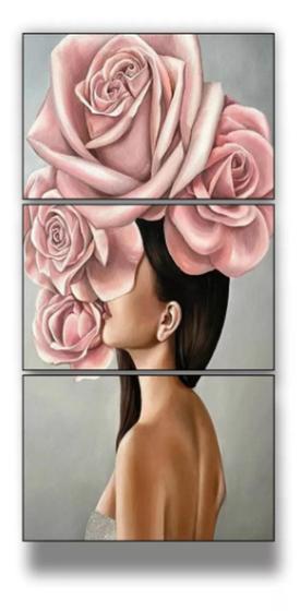 Imagem de Kit Quadros Decoração 5 pçs Mulher Flores Abstrato"