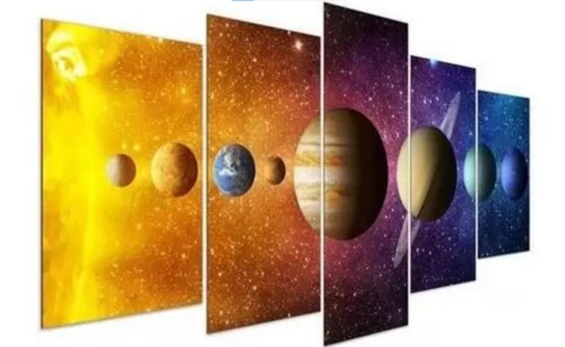 Imagem de Kit Quadros Decoração 5 pçs planetas do sistema solar"