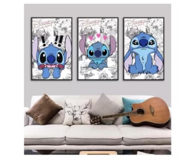 Imagem de Kit Quadros Decoração 5 pçs Stitch Delicado"