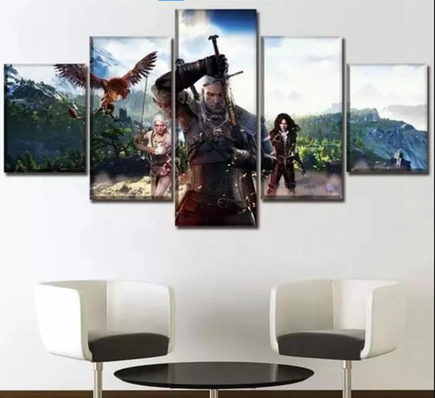 Imagem de Kit Quadros Decoração 5 pçs the witcher 3