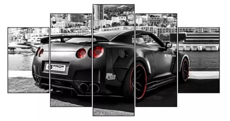 Imagem de Kit Quadros Decoração Carro Gtr Nissan 5 Preto"