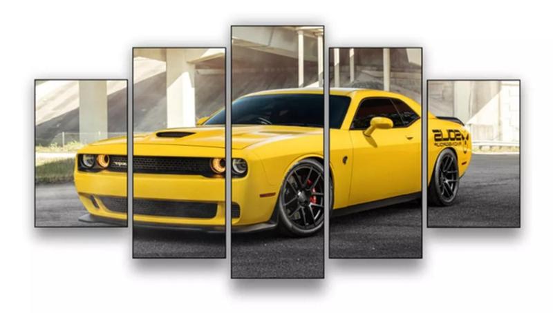 Imagem de Kit Quadros Decoração Carro Mustang Amarelo"