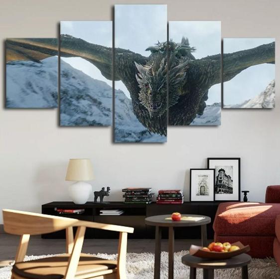 Imagem de Kit Quadros Decoração Dragão Game Of Thrones"