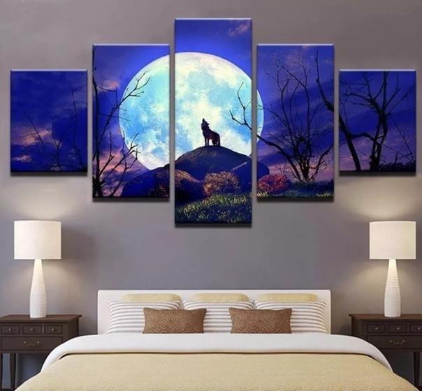 Imagem de Kit Quadros Decoração Lobo X Lua Cheia "