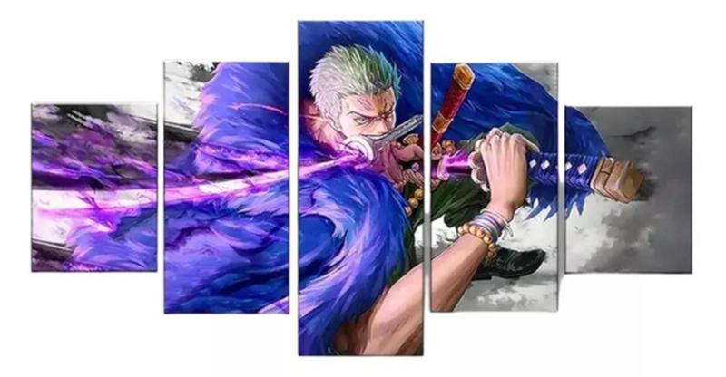 Imagem de Kit Quadros Decoração Mosaico Ronora Zoro Haki Senturiu"