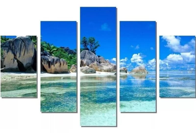 Imagem de Kit Quadros Decoração Paisagens Caribe Praia"